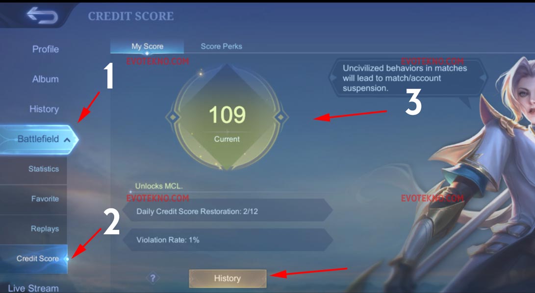 Profil - battlefield - credit score mobile legends